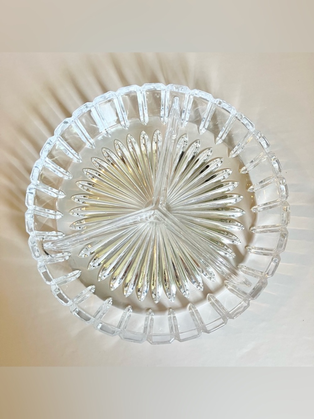 RCR Lead Crystal 3 part relish tray divided platter 7.5"